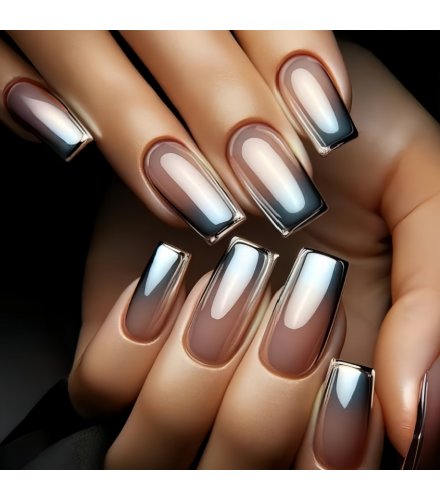 NA085 - Classy Electroplated Silver Gradient Nails